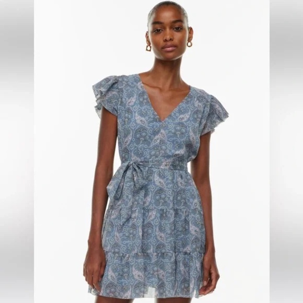 Aritzia Little Moon Sol Blue Paisley Mini Dress Women’s S
